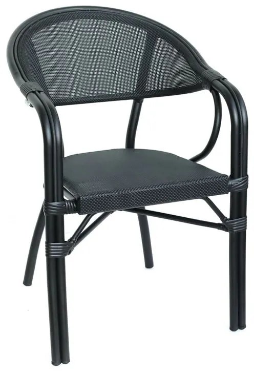 WOODWELL VEGERA Πολυθρόνα Dining Αλουμίνιο Βαφή Μαύρο Textilene Μαύρο, Στοιβαζόμενη 57x58x83cm Ε258,14