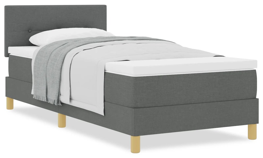 vidaXL Κρεβάτι με Σπίν και Ματράζ Σκούρο Γκρι 90x190 cm Ύφασμα