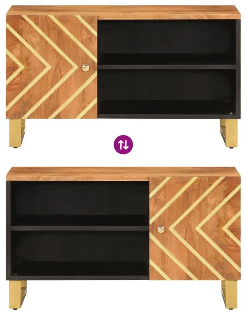 vidaXL Έπιπλο Τηλεόρασης Καφέ/Μαύρο 80x31,5x46 εκ. Μασίφ Ξύλο Μάνγκο