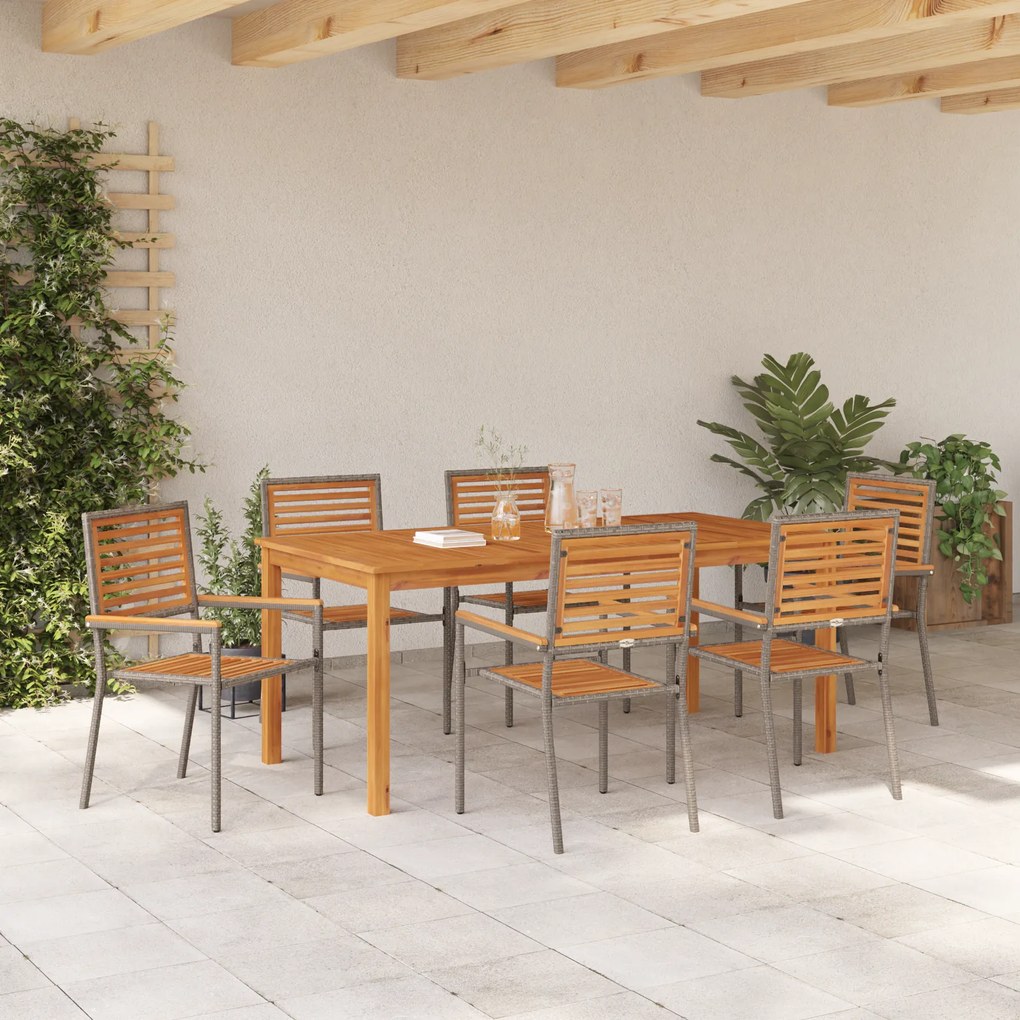vidaXL Σετ Γεύματος Κήπου 7 pcs Γκρι 180 x 90 x 75 cm Ξύλο & Μέταλλο