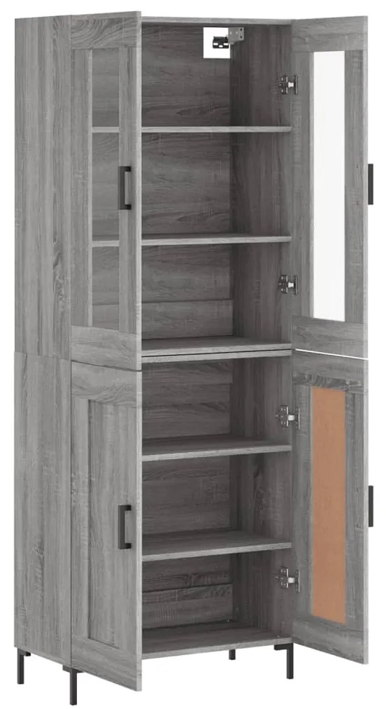 vidaXL Ντουλάπι Γκρι Sonoma 69,5 x 34 x 180 εκ. Επεξεργασμένο Ξύλο