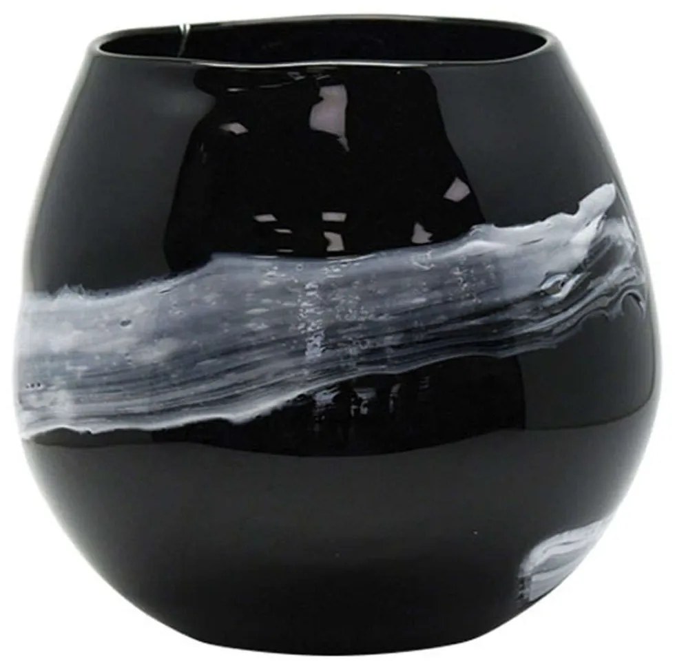 Βάζο Φυσητό Γραμμή 15-00-23923 Φ23x22,5cm Black-White Marhome Glass