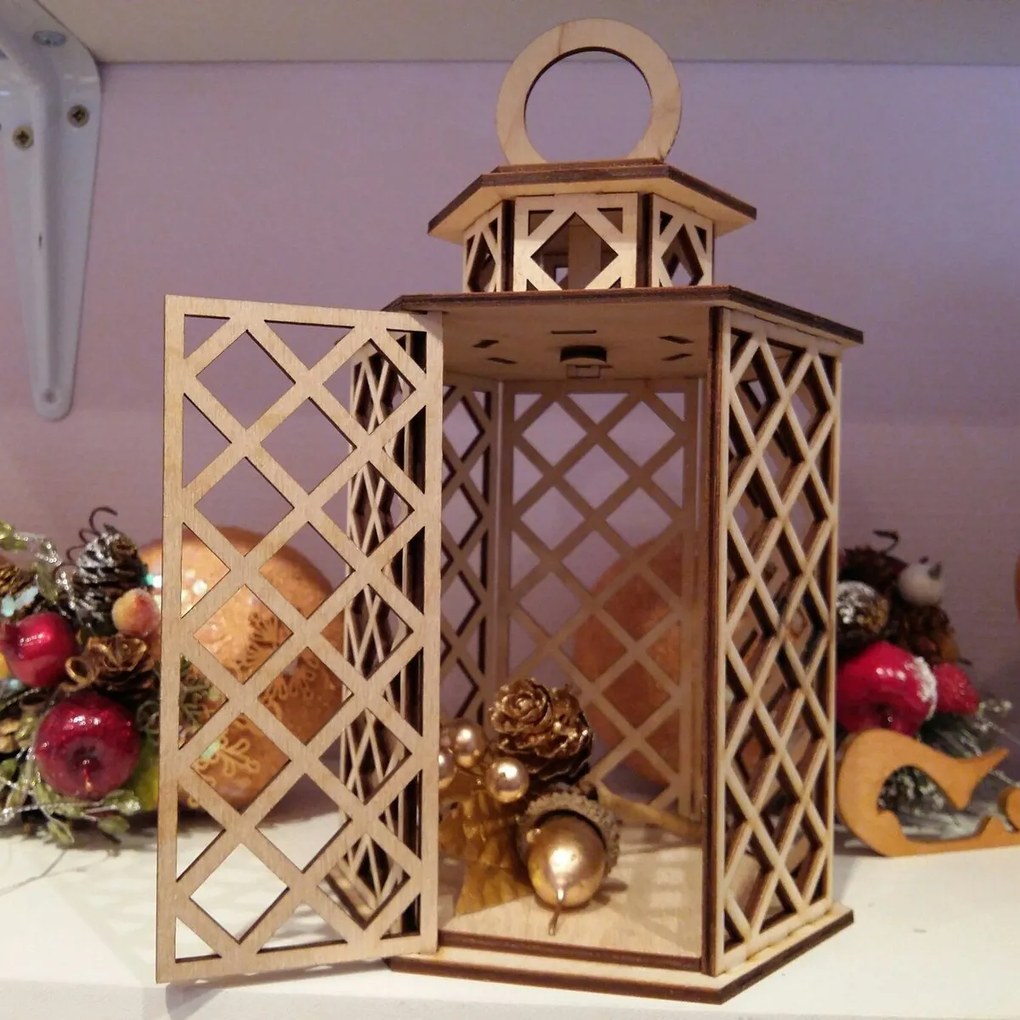 Intra απο ξύλο plywood 3mm-4mm πάχος - Ρουστίκ Ξύλινο Φανάρι Δίασταση 30x30 cm Intraeaxys-m1d6pjd7