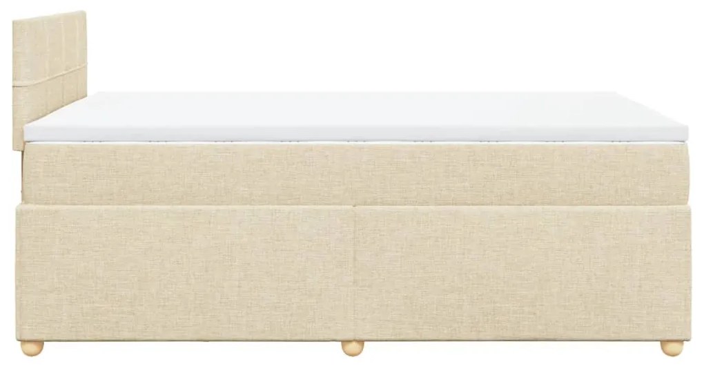 Κρεβάτι Boxspring με Στρώμα Κρεμ 120x200 εκ. Υφασμάτινο - Κρεμ