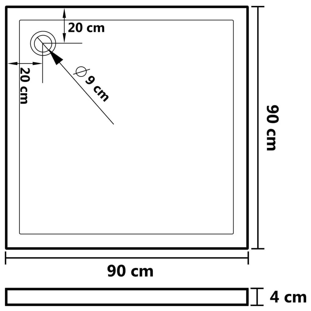 Βάση Ντουζιέρας με Σχέδιο Τάπας Λευκή 90 x 90 x 4 εκ. από ABS - Λευκό