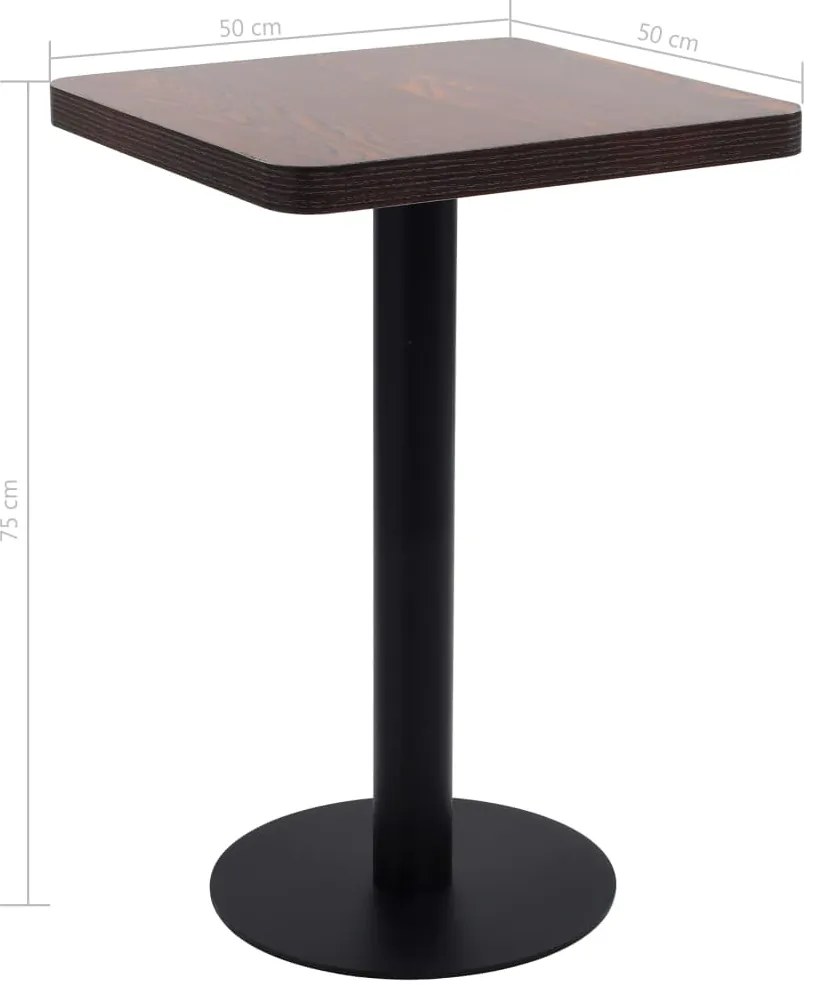 vidaXL Τραπέζι Bistro Σκούρο Καφέ 50 x 50 εκ. από MDF