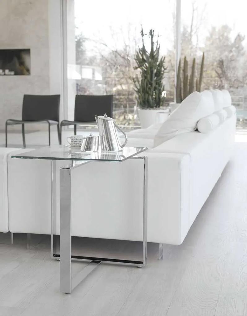 Τραπέζι σαλονιού Till 50x50x60 steel ash grey - Extralight clear glass