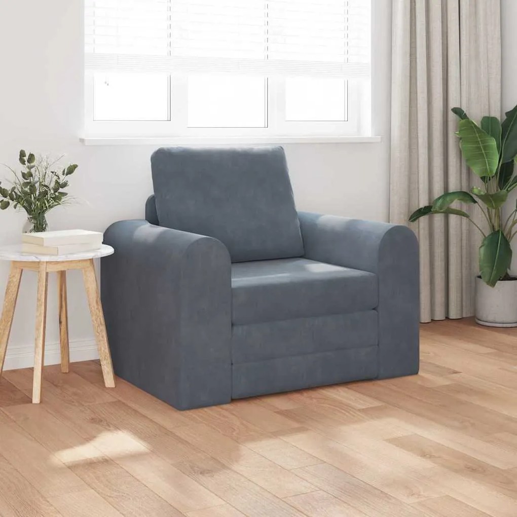 vidaXL Κρεβάτι καναπές Σκούρο γκρι 98 x 71 x 83 εκ. Βελούδο