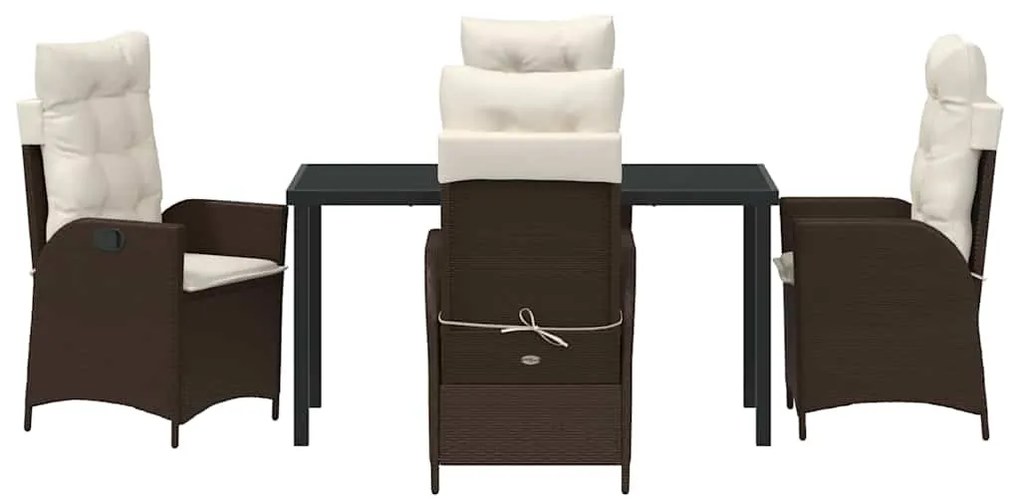 vidaXL Σέτ φαγητού για κήπο με μαξιλάρι 5 pcs Καφέ συνθετικό ρατάν