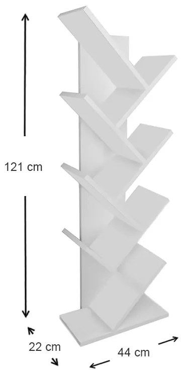 Βιβλιοθήκη μελαμίνης Milton Megapap χρώμα λευκό 44x22x121εκ. - GP041-0007,1 - GP041-0007,1