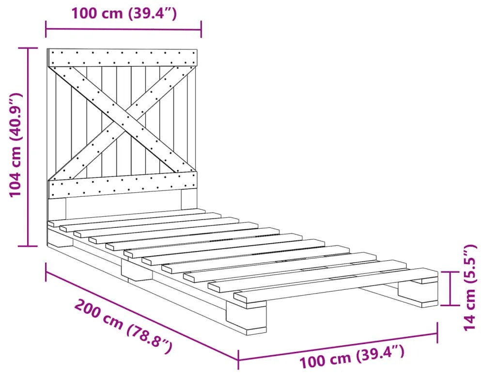 ΠΛΑΙΣΙΟ ΚΡΕΒΑΤΙΟΥ ΜΕ ΚΕΦΑΛΑΡΙ 100 X 200ΕΚ. ΜΑΣΙΦ ΞΥΛΟ ΠΕΥΚΟΥ 3281569