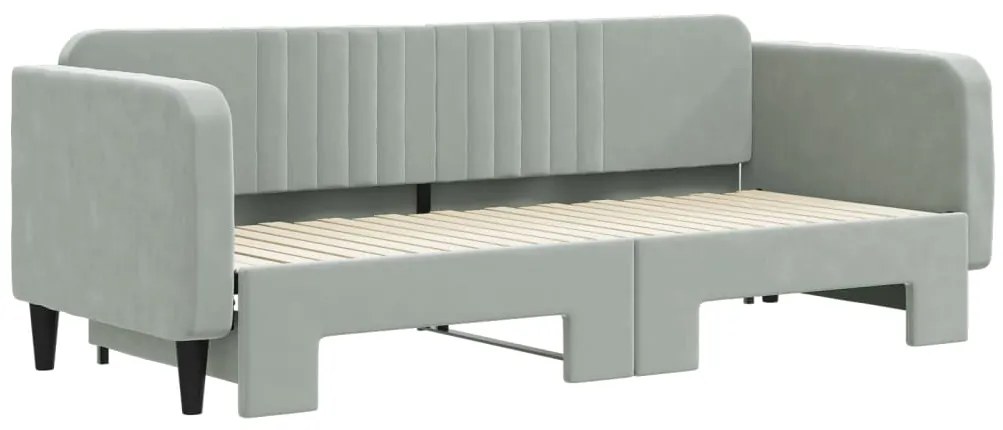 vidaXL Καναπές Κρεβάτι Συρόμενος Ανοιχτό Γκρι 80 x 200 εκ. Βελούδινος
