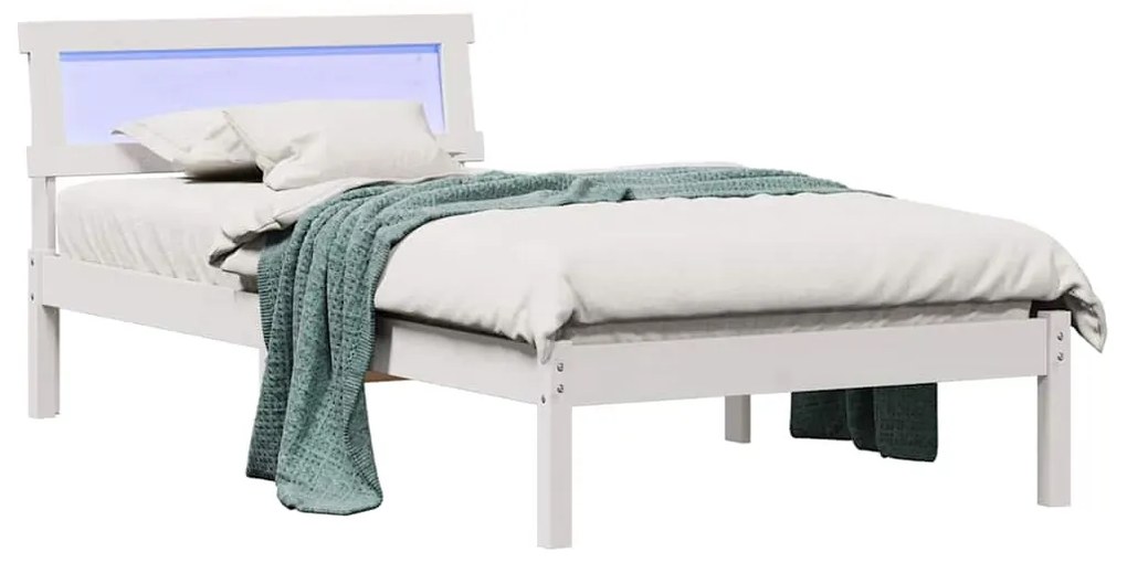vidaXL Σκελετός Κρεβατιού Λευκό 75 x 190 cm Μασίφ ξύλο πεύκου