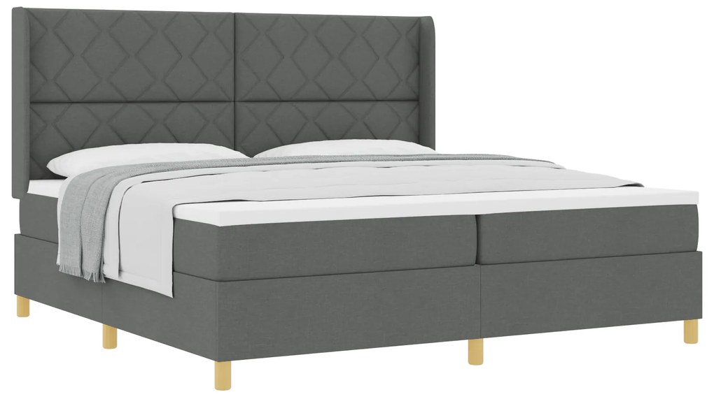 vidaXL Κρεβάτι Box Spring με στρώμα Σκούρο Γκρι 200x200 εκ Υφάσμα