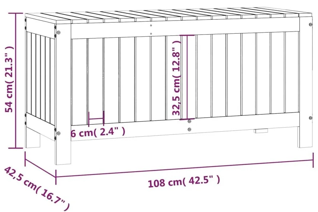 Κουτί Αποθήκευσης Κήπου Λευκό 108x42,5x54 εκ. Μασίφ Ξύλο Πεύκου - Λευκό