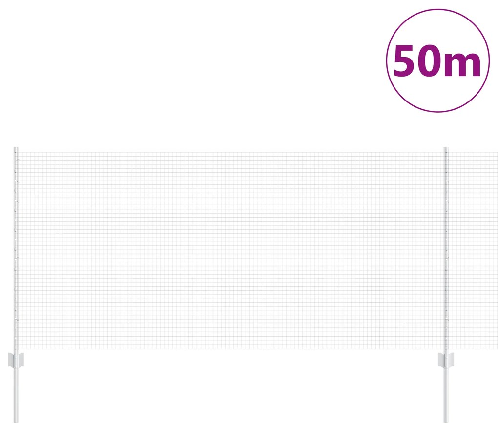 vidaXL Γαλβανισμένος Φράκτης με 44 U Posts Ασημένιος 1x50 μ Χάλυβας