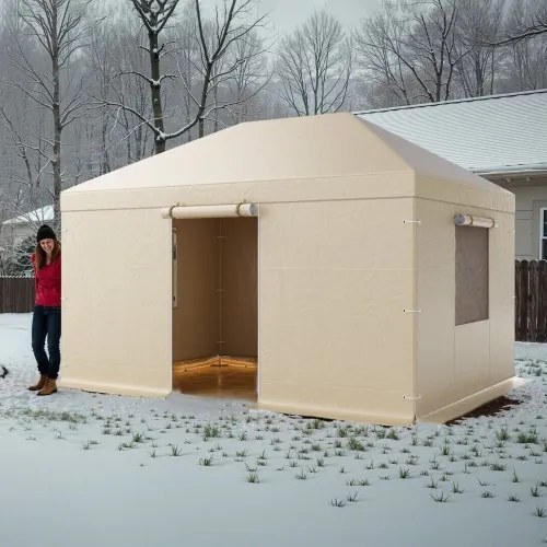 VEVOR Winter Gazebo Cover Fits 3.08 x 4.39 m Hardtop Gazebos, All-Weather Gazebo Cover with Sidewalls &amp; Windows, High-Density PE Material, Enclosed Storage Shelter Covers, Gazebos not Included