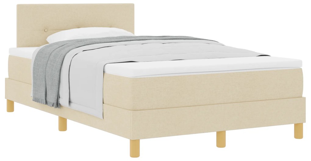 vidaXL Κρεβάτι box spring με στρώμα με στρώμα Κρεμ 120 x 200 cm ύφασμα