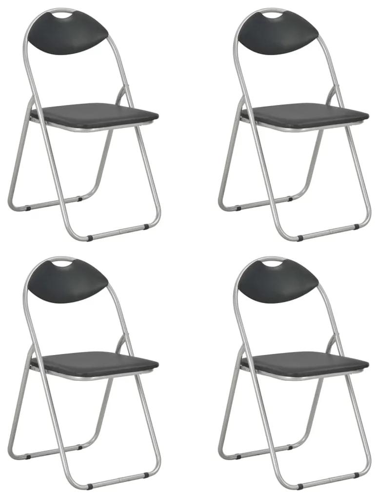 Καρέκλες Τραπεζαρίας Πτυσσόμενες 4 τεμ. Μαύρες Συνθετικό Δέρμα
