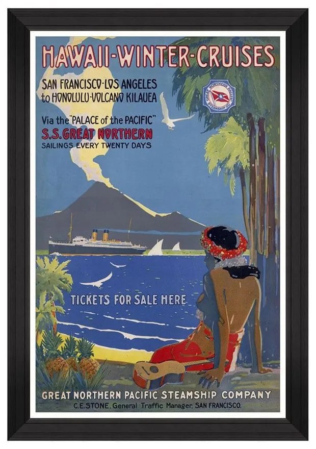 Κάδρο Caribbean Travels - Hawaii Winter Cruises FA13196 60X90 MindTheGap Κάθετοι Wood