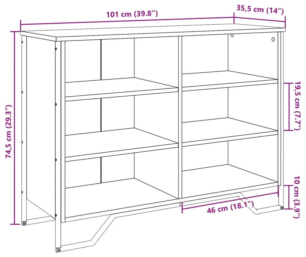 ΜΠΟΥΦΕΣ ΓΚΡΙ SONOMA 101X35,5X74,5 ΕΚ. ΑΠΟ ΕΠΕΞΕΡΓΑΣΜΕΝΟ ΞΥΛΟ 848557