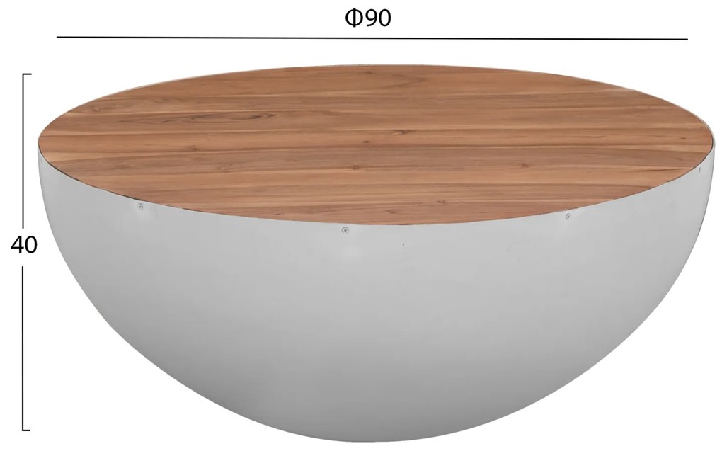 ΔΙΑΚΟΣΜΗΤΙΚΟ ΤΡΑΠΕΖΙ ΣΑΛΟΝΙΟΥ BOWL Φ90X40Yεκ. ΛΕΥΚΟ ΜΕ ΞΥΛΟ ΑΚΑΚΙΑΣ HM8717.03