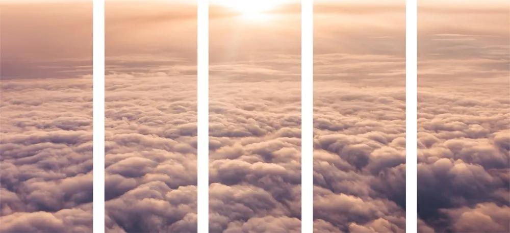 Εικόνα 5 μερών ενός ηλιοβασιλέματος από ένα παράθυρο αεροπλάνου - 100x50