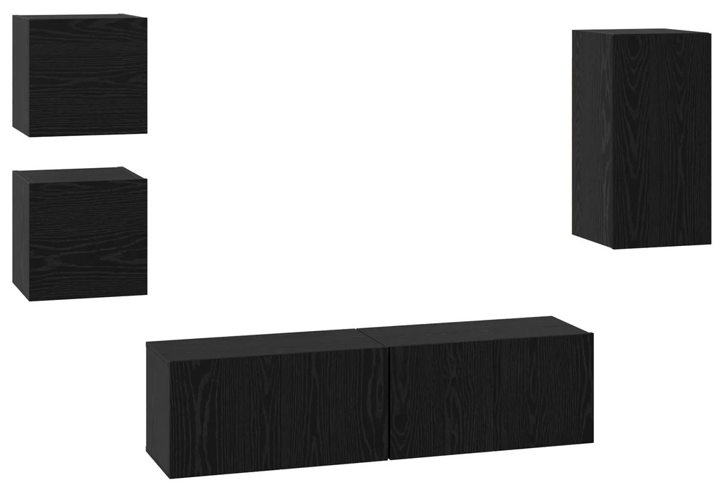 vidaXL Σετ επίπλου τηλεόρασης 5 pcs Μαύρη δρυς Επεξεργασμένο ξύλο