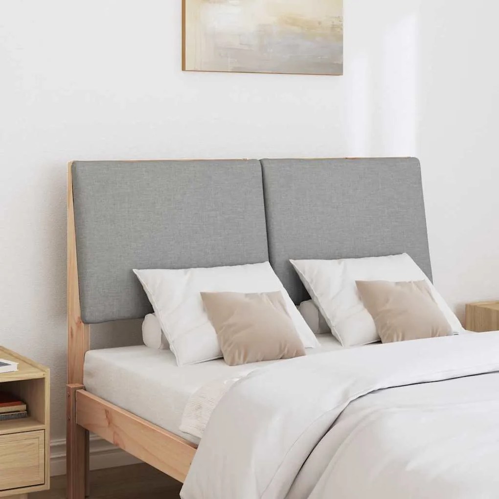 vidaXL Ταπετσαρισμένο κεφαλάρι Ανοιχτό γκρι 135 cm
