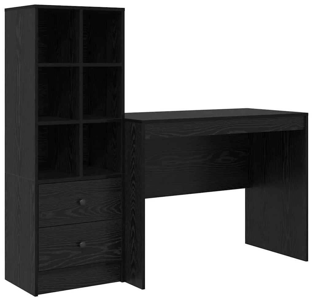 vidaXL Γραφείο με αποθηκευτικό χώρο 2 pcs Μαύρη δρυς 100 x 50 x 76 εκ.