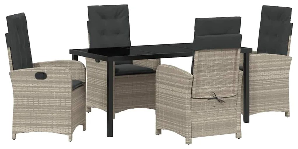 vidaXL Σέτ φαγητού για κήπο 5 pcs Ανοιχτό γκρι συνθετικό ρατάν