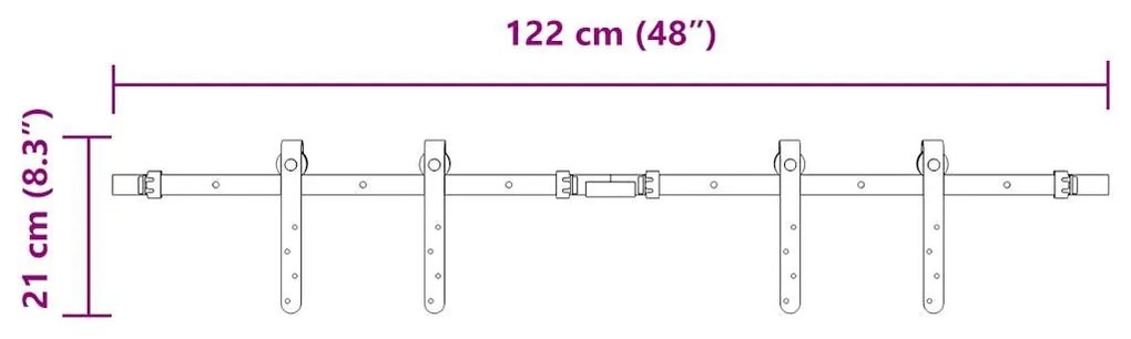 Κιτ συρόμενης πόρτας γραφείου 122 cm από ανθρακούχο χάλυβα