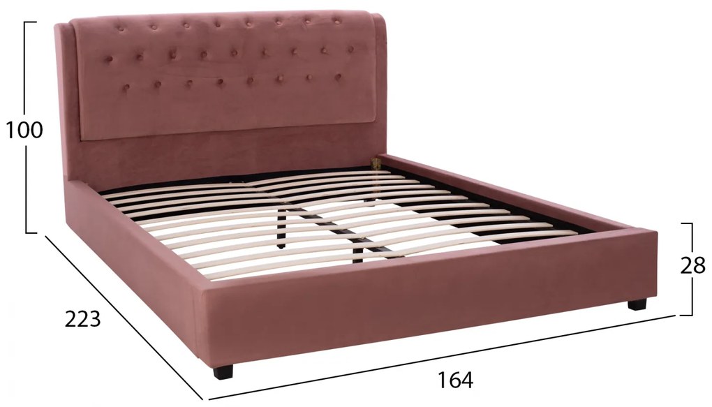 ΚΡΕΒΑΤΙ ODALYS 150X200 ΒΕΛΟΥΔΟ ΥΦΑΣΜΑ ΣΑΠΙΟ ΜΗΛΟ HM549.12 164x223x100 εκ.