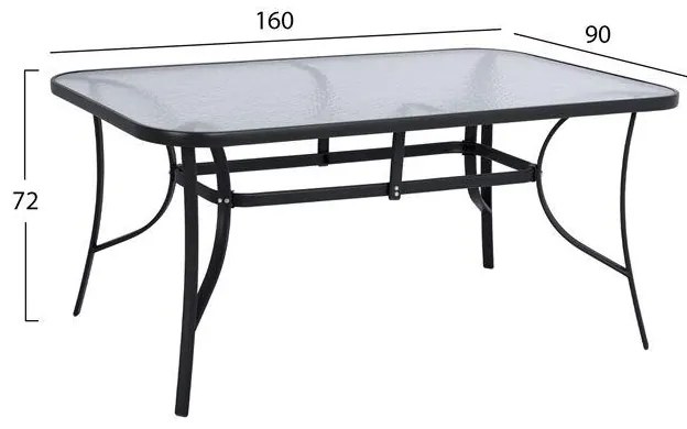 Σετ κήπου Τραπεζαρία HM10564.01 7 τεμ Μεταλλικό Γκρί με Τραπέζι 160x90x72 εκ. &amp;  6 Καρέκλες