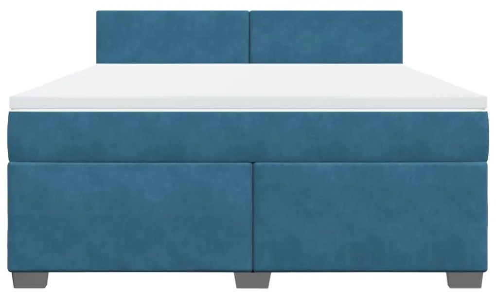 vidaXL Κρεβάτι Boxspring με Στρώμα Μπλε 180x200 εκ. Βελούδινο