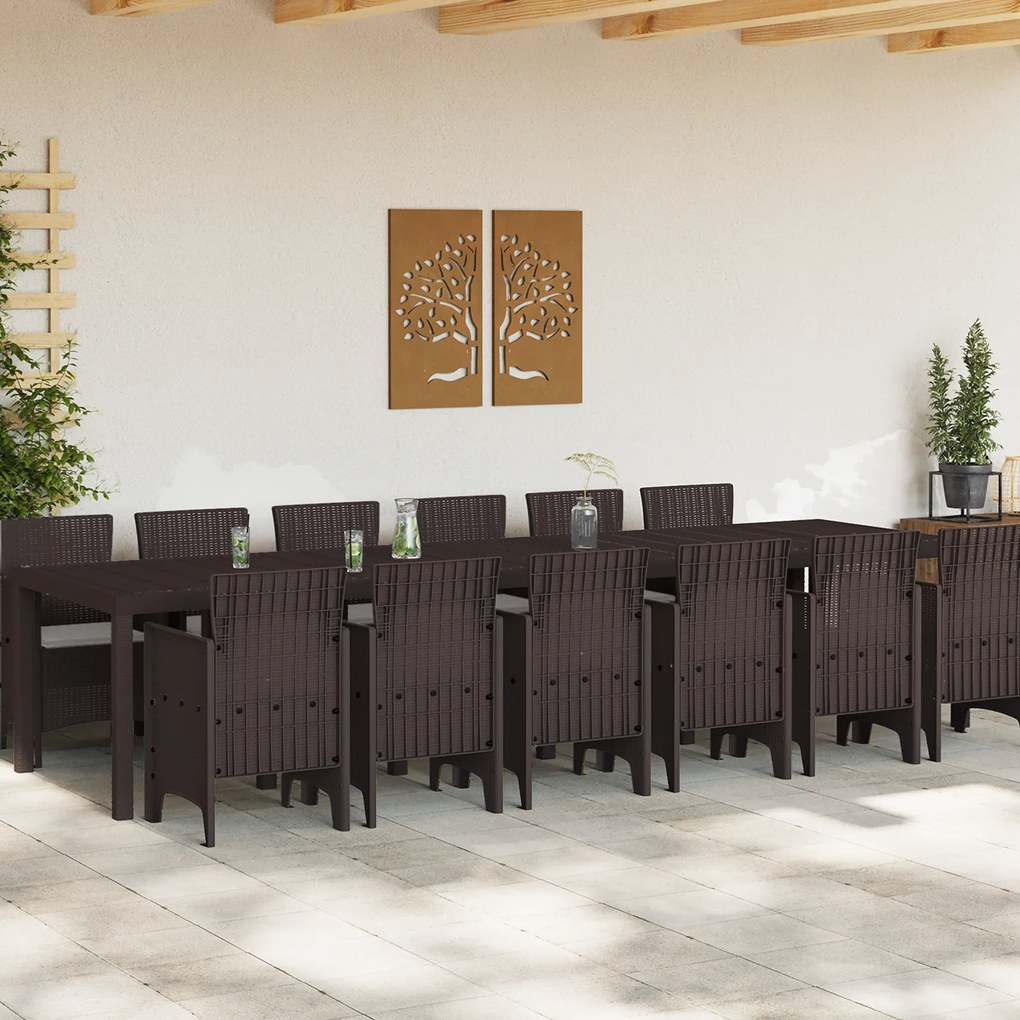 vidaXL Σετ Τραπεζαρίας Κήπου 13 pcs Καφέ Μεγάλο Ρατάν πολυαιθυλενίου