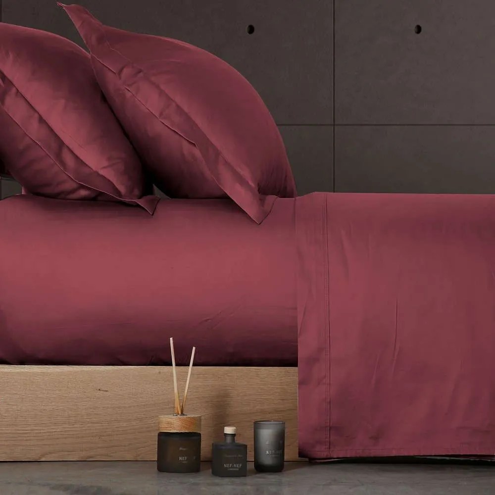 Σεντόνι Elements Bordo Nef Nef King Size 280x270cm Χωρίς Λάστιχο 100% Cotton Satin