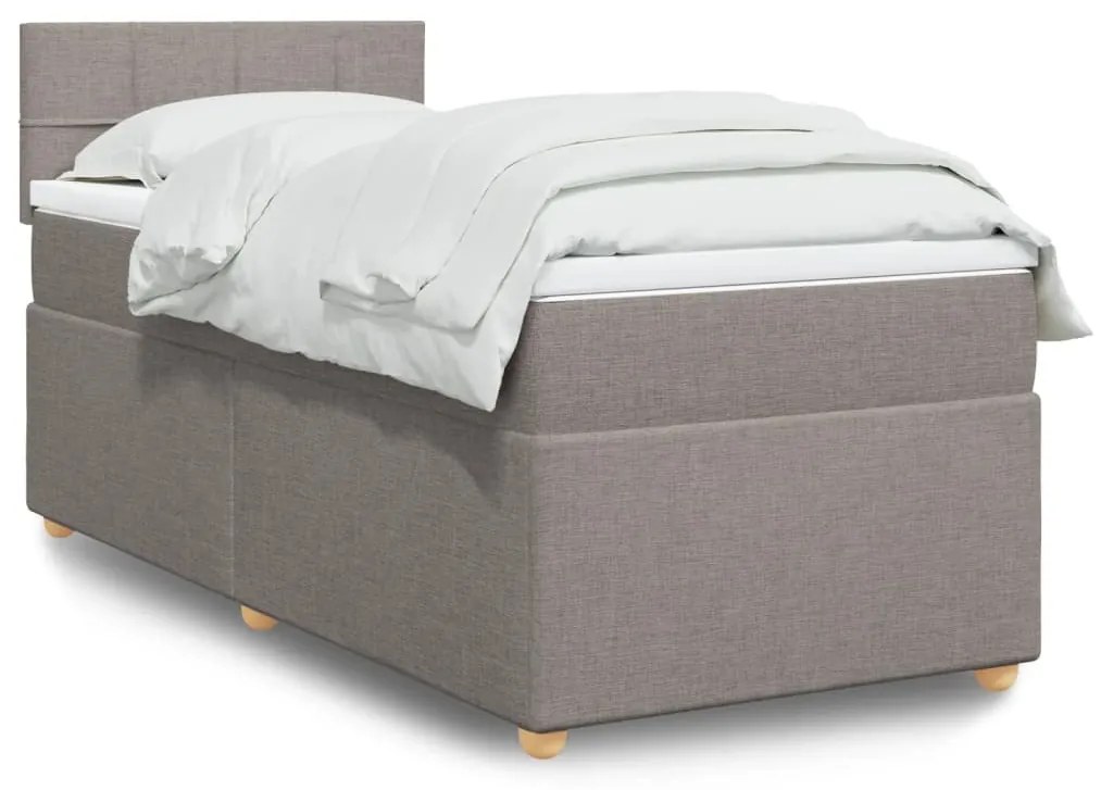 Κρεβάτι Boxspring με Στρώμα Taupe 100 x 200 εκ. Υφασμάτινο