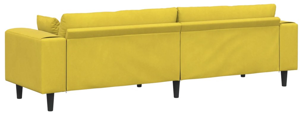 vidaXL Καναπές με μαξιλάρι Κίτρινο 250 x 77 x 76 εκ. Βελούδο