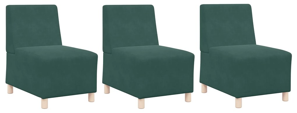 vidaXL Καναπέδες 3 pcs Σκούρο πράσινο 55 x 74 x 82 εκ. Βελούδο
