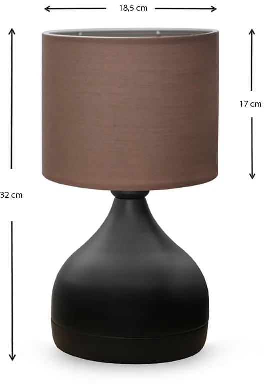 Φωτιστικό επιτραπέζιο Neil Megapap ύφασμα/μέταλλο χρώμα καφέ/μαύρο 18,5x17x32εκ. - Ύφασμα - GP029-0013,1