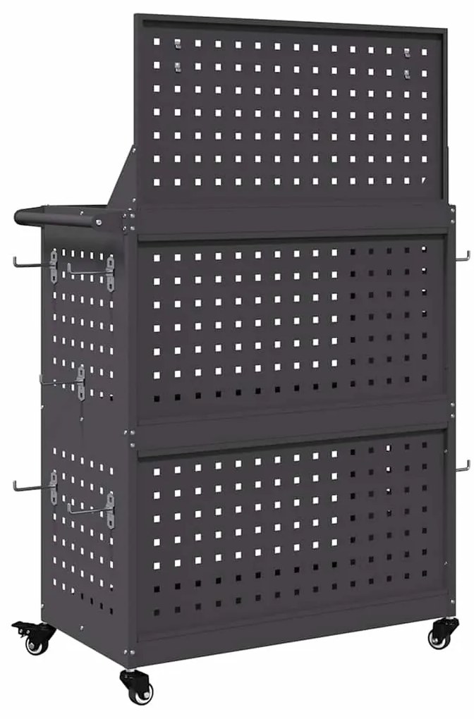 vidaXL Καρότσι εργαλείων με ράφι Μαύρο 65 x 35 x 111 εκ Κρύα χάλυβας