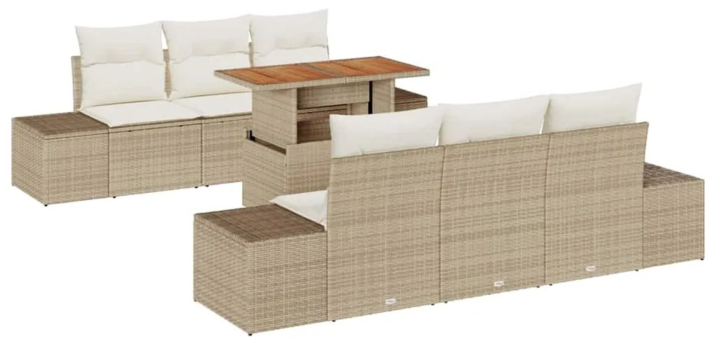 vidaXL Σέτ φαγητού για κήπο 7 pcs Μπεζ, Κρέμα 100 x 55 x 73 εκ