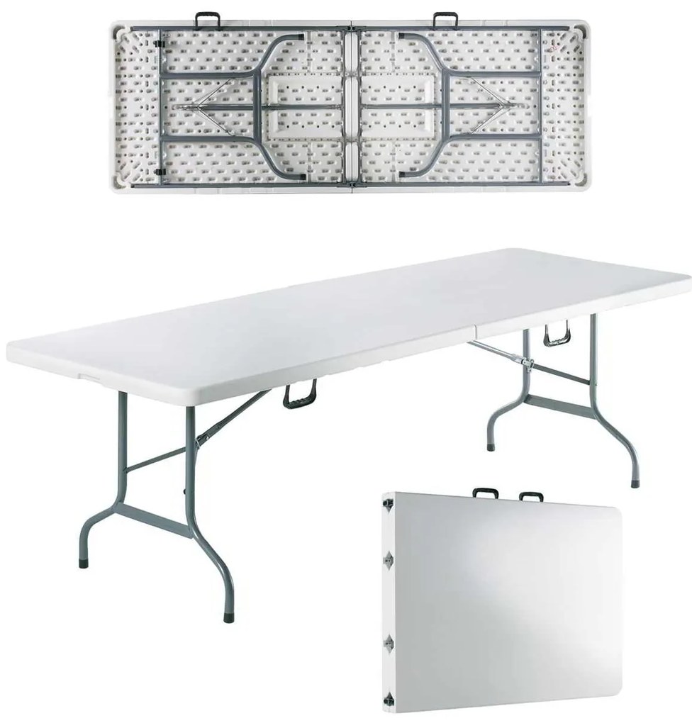 Τραπέζι 240x85cm Συνεδρίου BLOW-R Πτυσ/νο Λευκό (Βαλίτσα)
