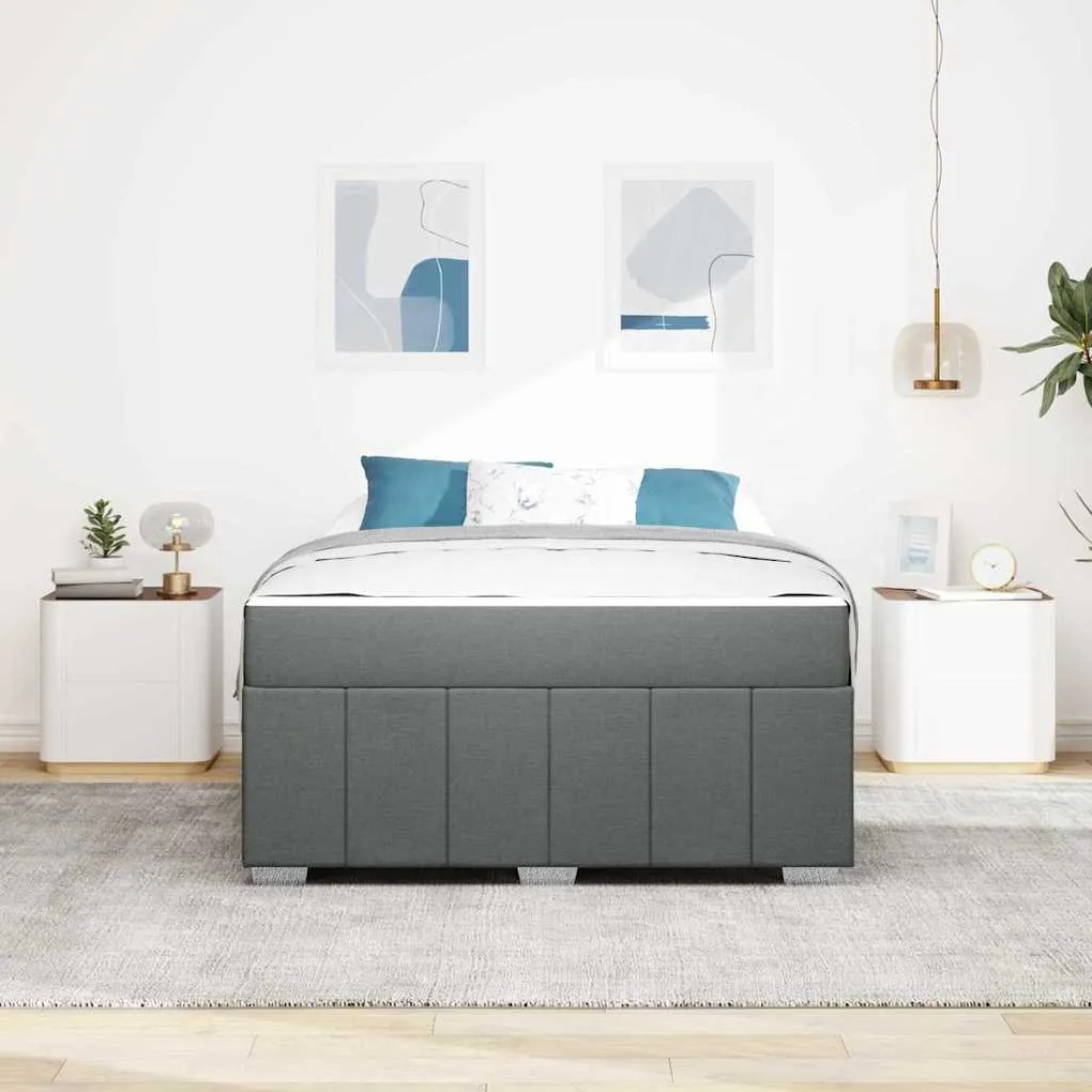 vidaXL Σκελετός Κρεβατιού Σκούρο γκρι 140 x 200 cm ύφασμα