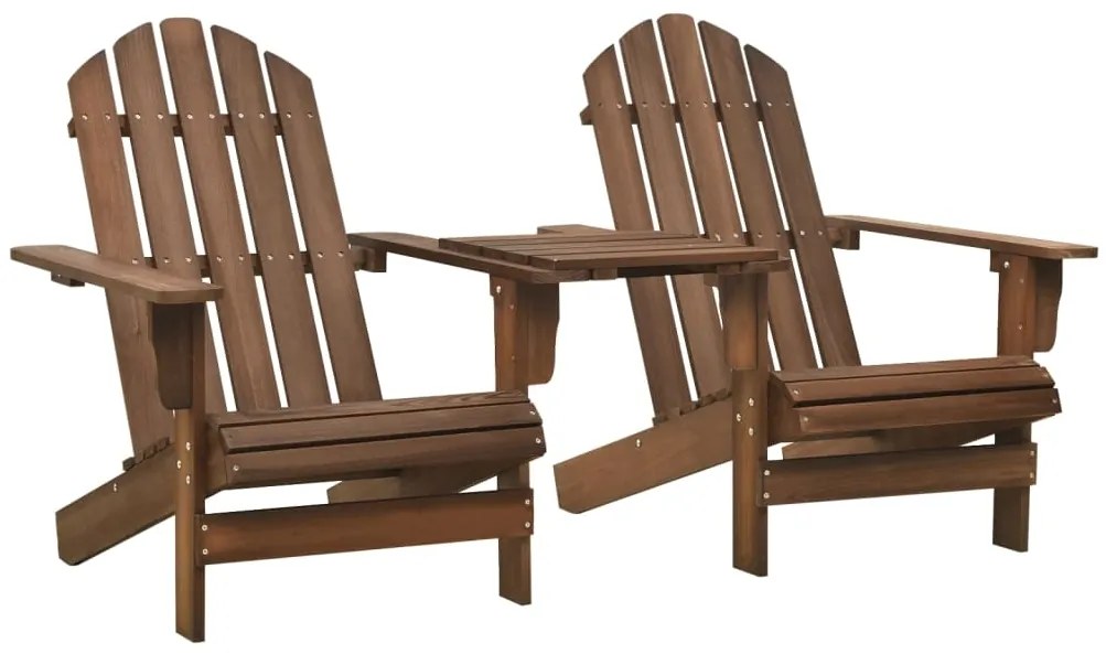 vidaXL Καρέκλες Κήπου Adirondack με Τραπέζι Καφέ από Μασίφ Ξύλο Ελάτης