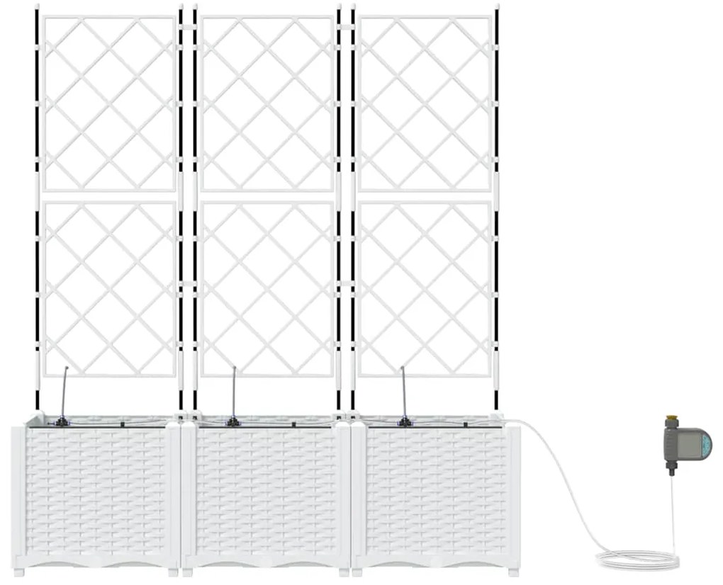 vidaXL Ζαρντινιέρες κήπου Λευκό 120 x 40 x 142 cm Ατσάλι