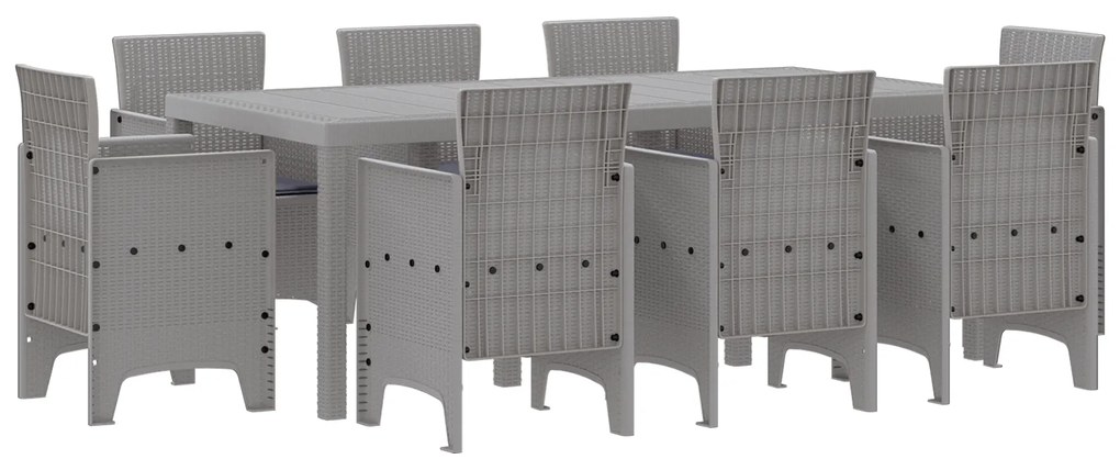 vidaXL Σετ Κήπου 9 pcs Ανοιχτό γκρι Ρατάν πολυαιθυλενίου