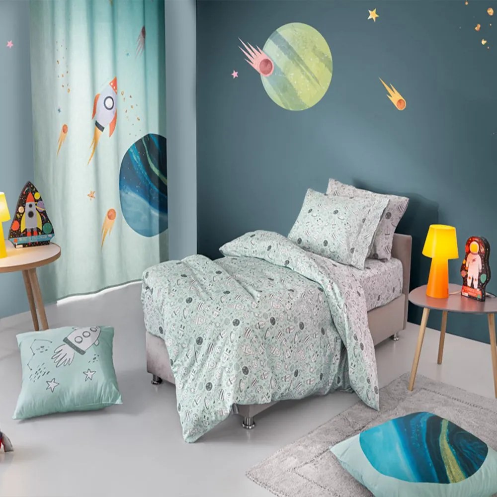 Παπλωματοθήκη Παιδική Cosmic (Σετ 2τμχ) Light Blue Guy Laroche Single 165x225cm 100% Βαμβάκι