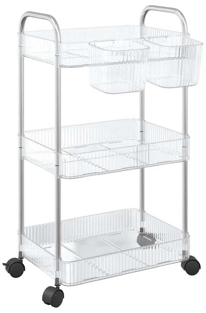vidaXL Καρότσι αποθήκευσης 3 Επίπεδα Διαφανές 37x28x68 εκ. Ακρυλικό